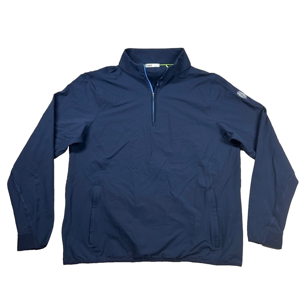Tasc Performance Jacket Mens L 1/4 Zip Golf Navy Blue Stretch Wind Rain Pullover